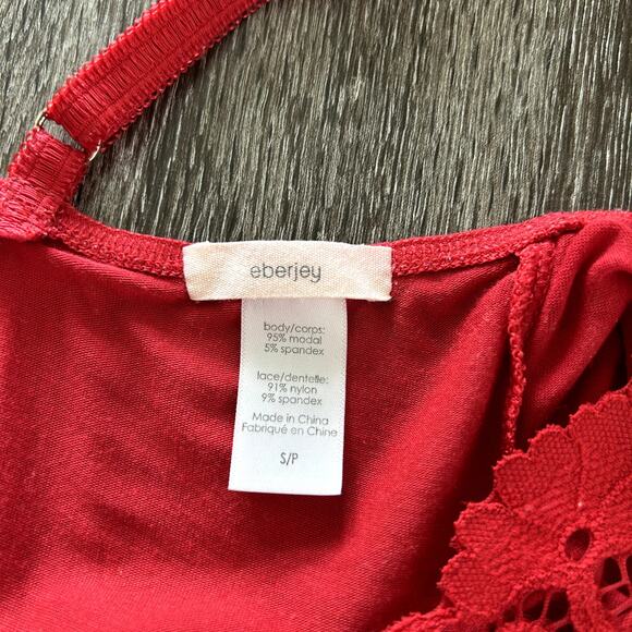 Eberjey Red Lace Trim Nightgown - Picture 5 of 12